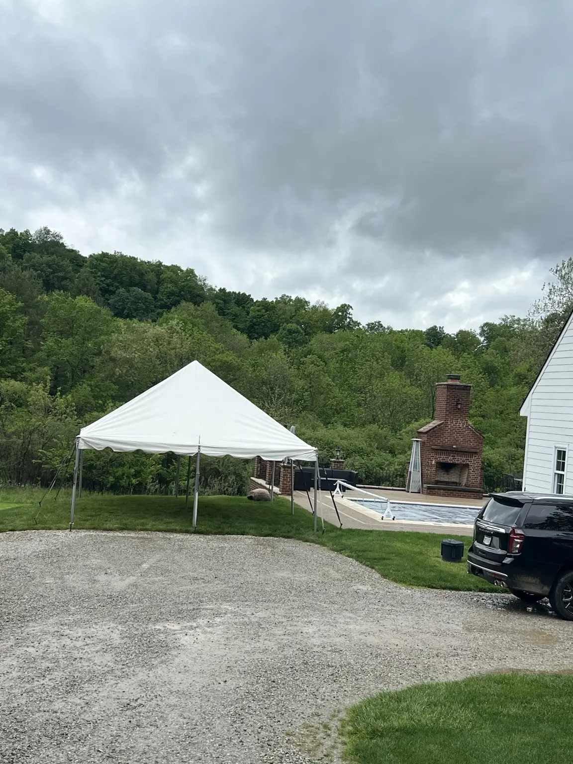 Tent set up in the Ohio hills
