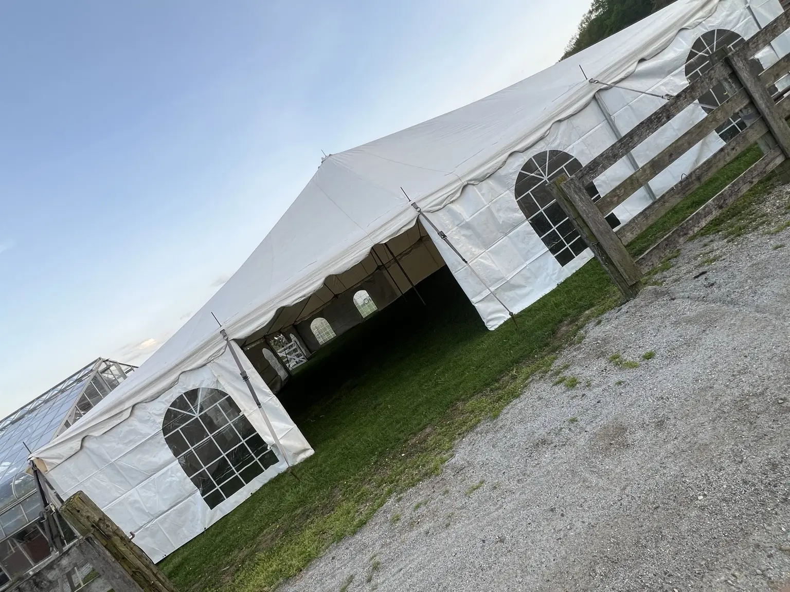 Poolside tent setup
